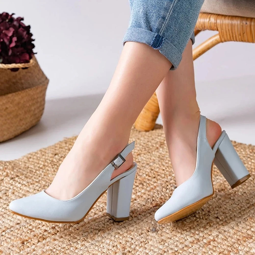Women’s Pumps – Thick Heel Ankle Strap Sandals