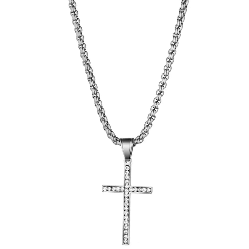 BONISKISS Simple Fashion Cross Chain Necklace – Gold Stainless Steel
