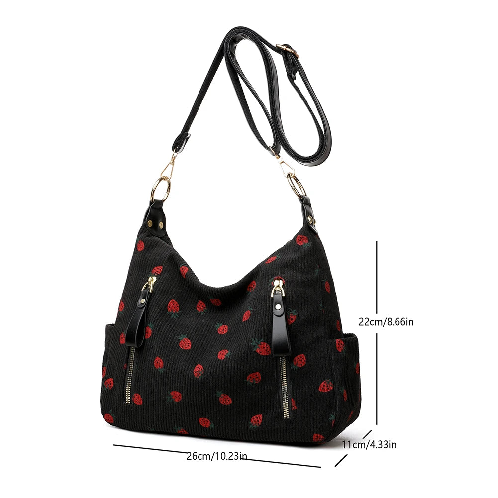 Women’s Corduroy Strawberry Crossbody Bag