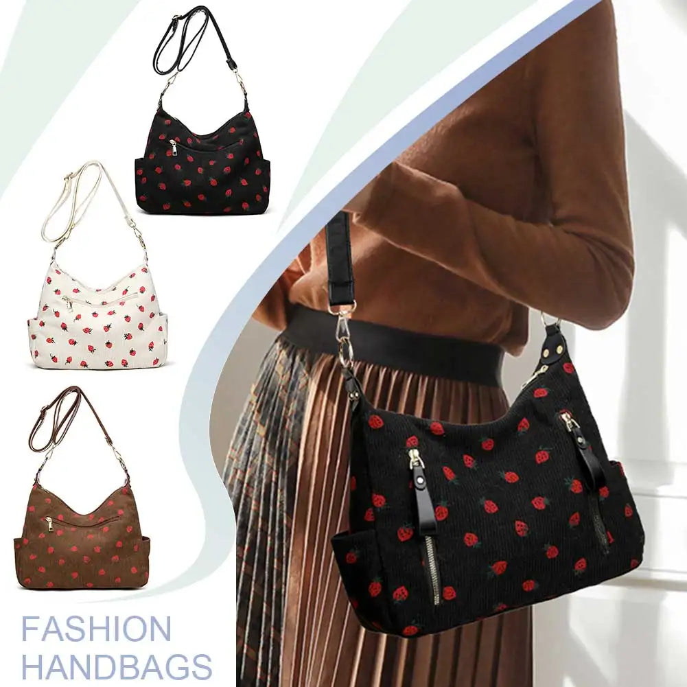 Women’s Corduroy Strawberry Crossbody Bag