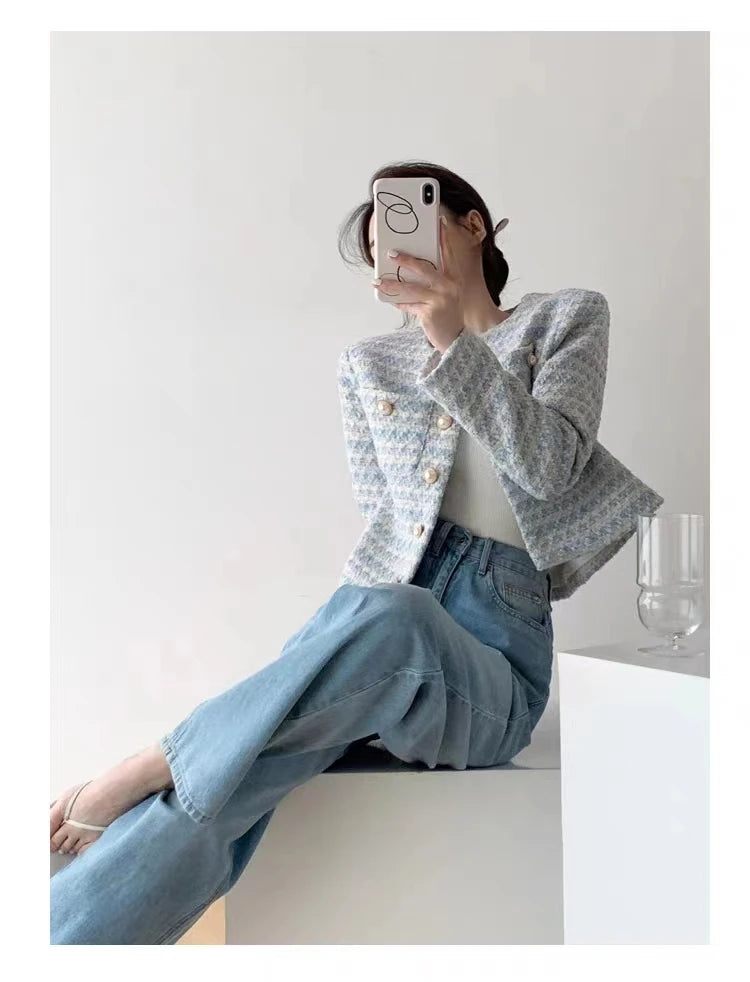 ITOOLIN Women's Tweed Short Cardigan Coat