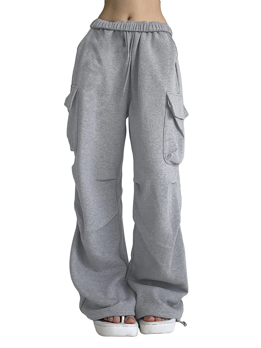 Women’s Baggy Cargo Pants – High Waist Parachute Sweatpants