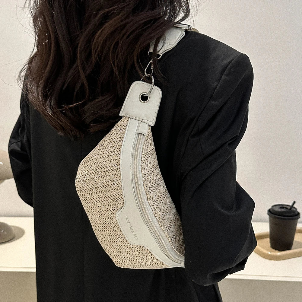 Women’s Summer Straw Chest Crossbody Bag