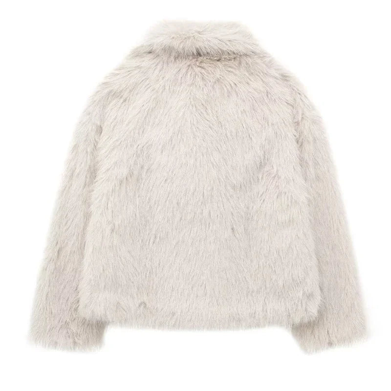 TRAF Women’s Faux Fur Plush Winter Coat