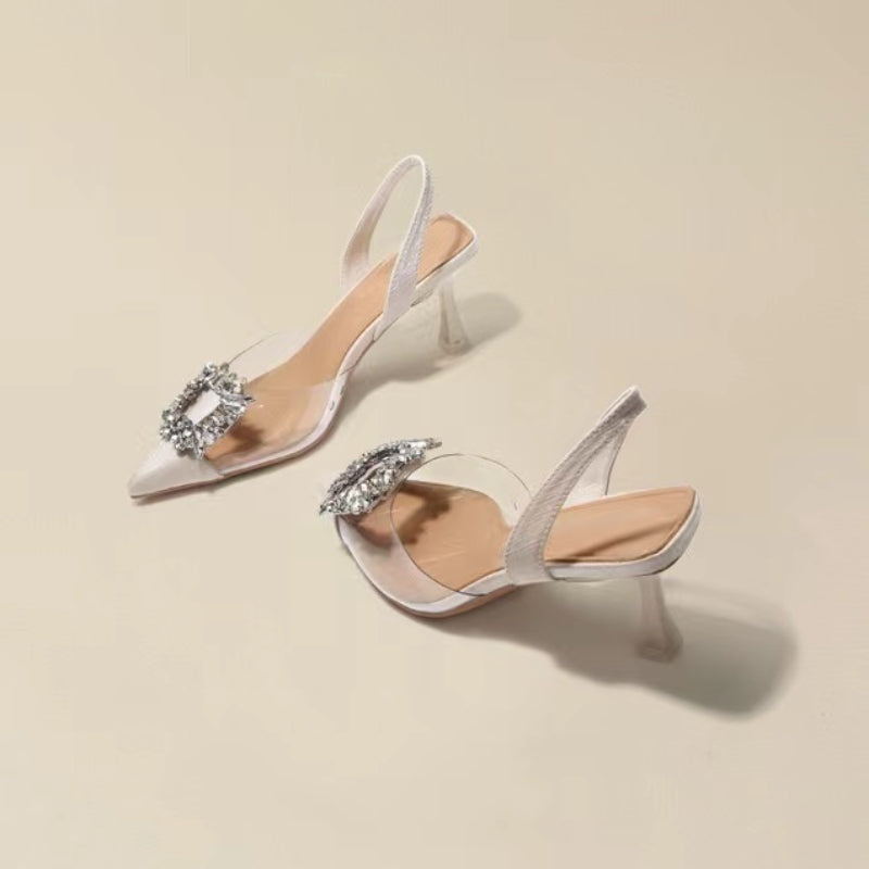 Spring and Autumn Fashion Crystal Transparent High Heels