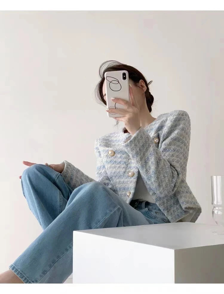 ITOOLIN Women's Tweed Short Cardigan Coat