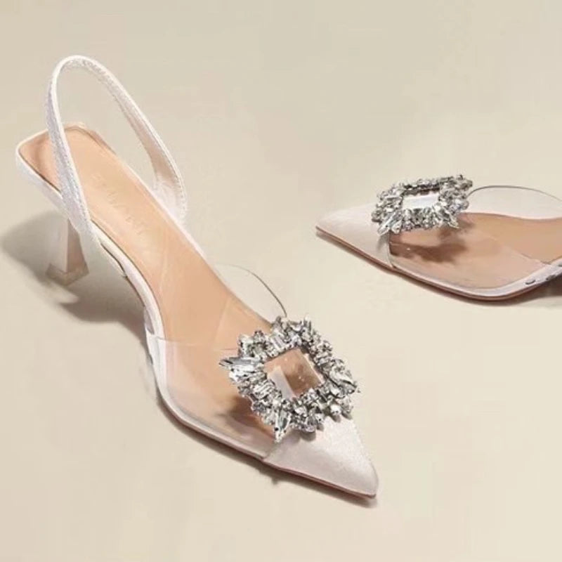 Spring and Autumn Fashion Crystal Transparent High Heels