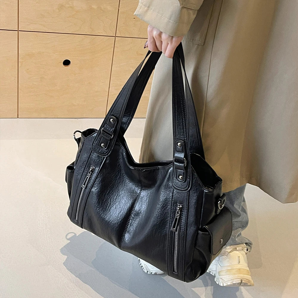 Women’s Multi-Pocket PU Leather Tote Messenger Bag