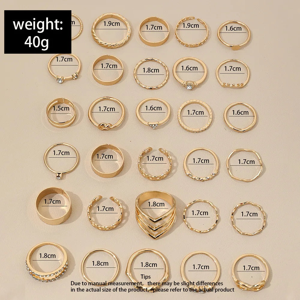 30Pcs Bohemian Geometric Knuckle Rings Set