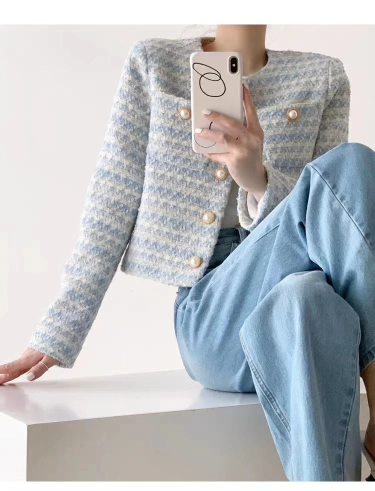 ITOOLIN Women's Tweed Short Cardigan Coat