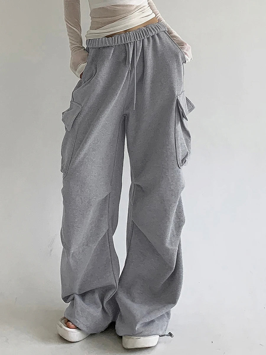 Women’s Baggy Cargo Pants – High Waist Parachute Sweatpants