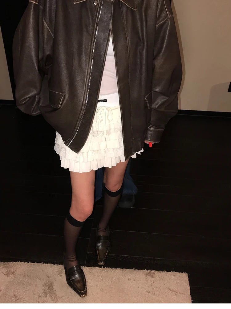 Lautaro Women’s Retro Faux Leather Oversized Jacket