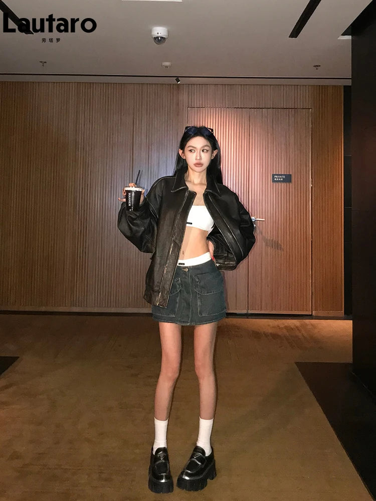 Lautaro Women’s Retro Faux Leather Oversized Jacket