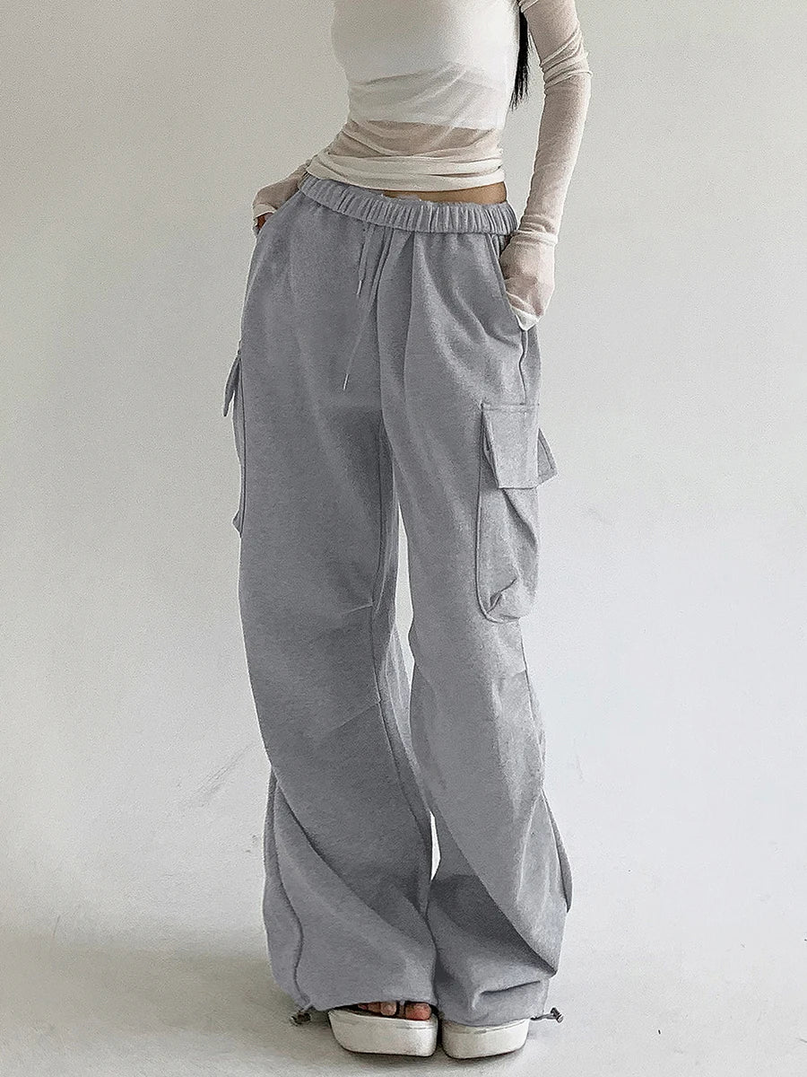 Women’s Baggy Cargo Pants – High Waist Parachute Sweatpants
