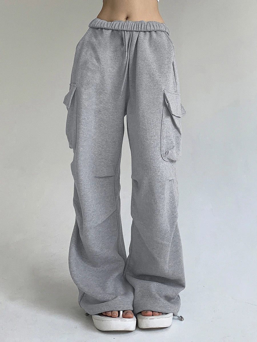 Women’s Baggy Cargo Pants – High Waist Parachute Sweatpants