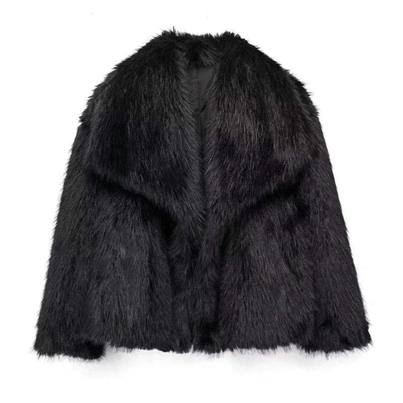 TRAF Women’s Faux Fur Plush Winter Coat