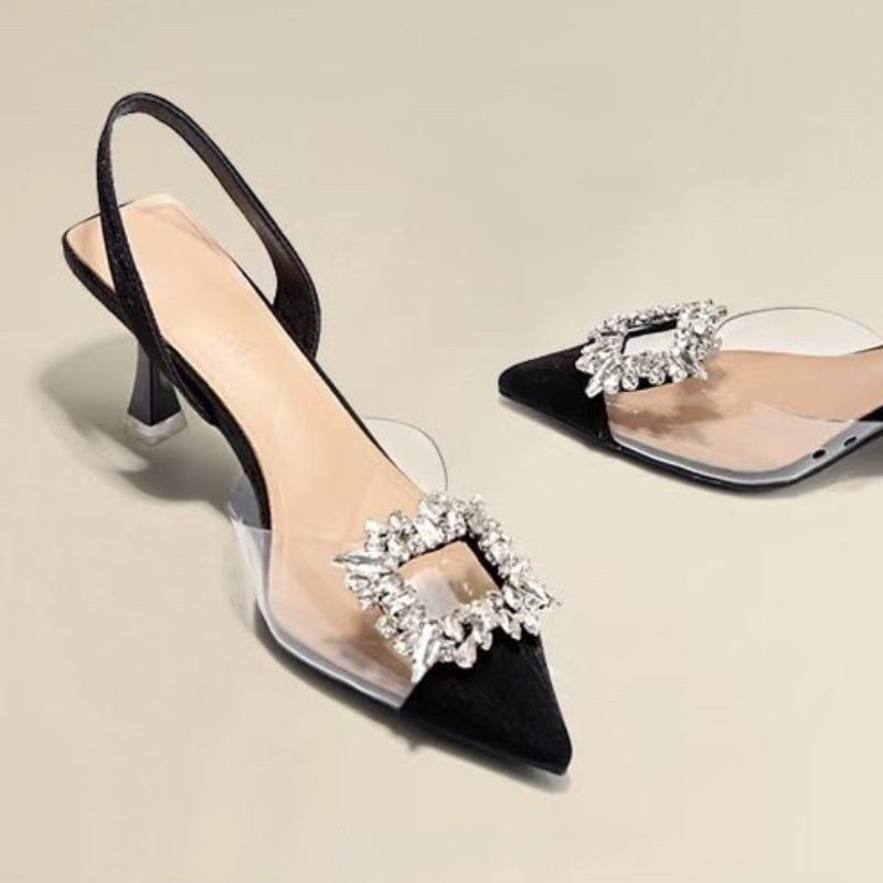 Spring and Autumn Fashion Crystal Transparent High Heels