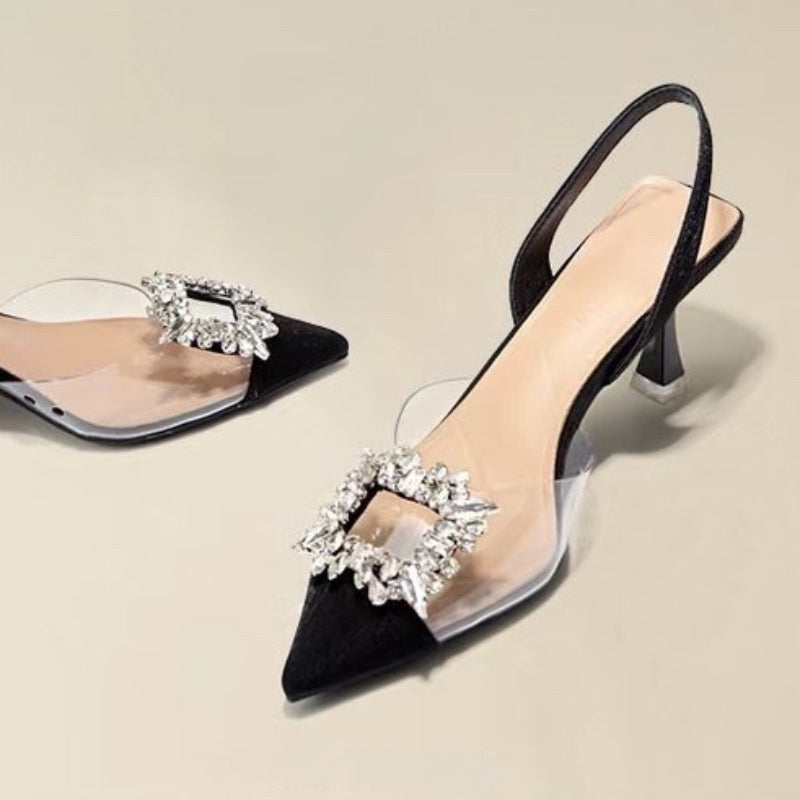 Spring and Autumn Fashion Crystal Transparent High Heels