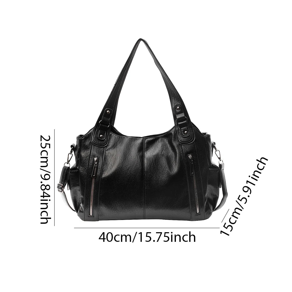 Women’s Multi-Pocket PU Leather Tote Messenger Bag