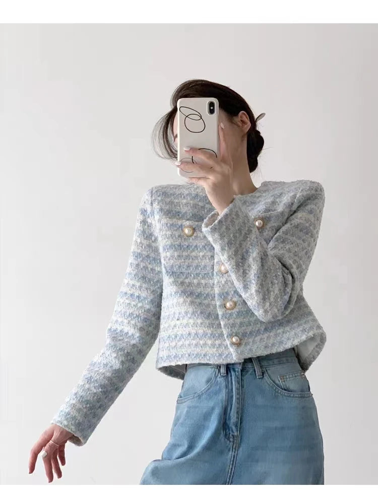 ITOOLIN Women's Tweed Short Cardigan Coat