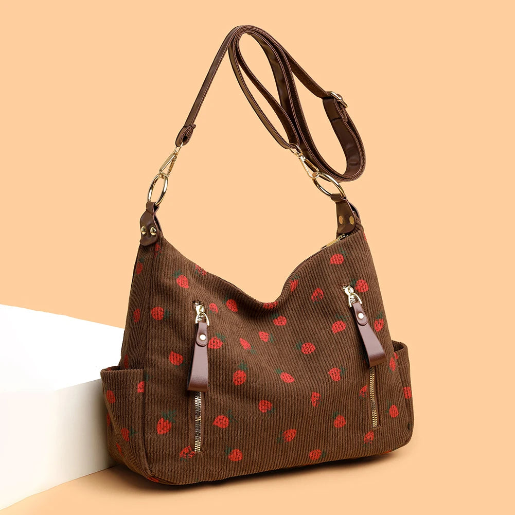 Women’s Corduroy Strawberry Crossbody Bag