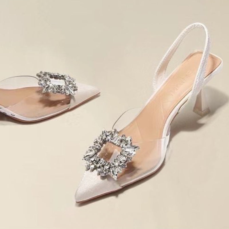 Spring and Autumn Fashion Crystal Transparent High Heels