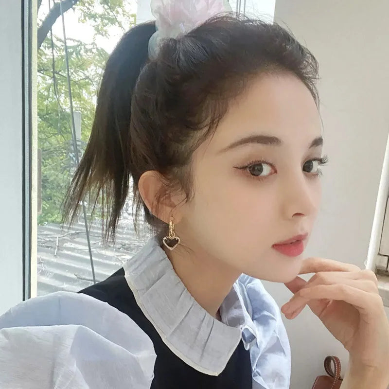 LIVVY Fashion Black LOVE Heart Zircon Drop Earrings