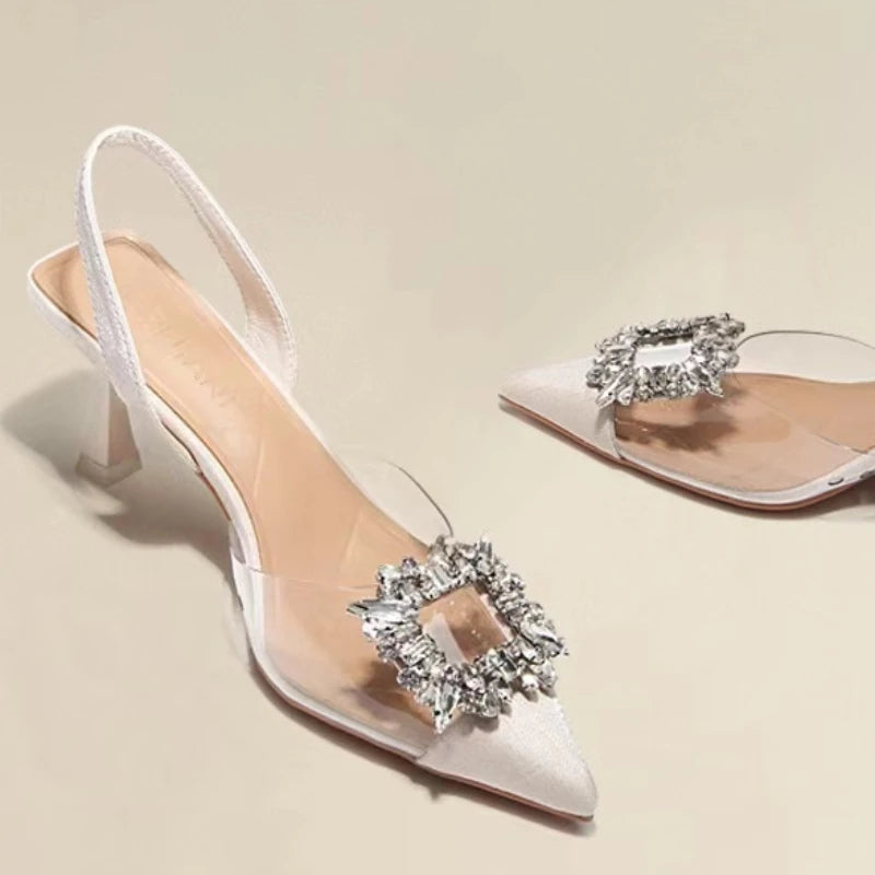 Spring and Autumn Fashion Crystal Transparent High Heels